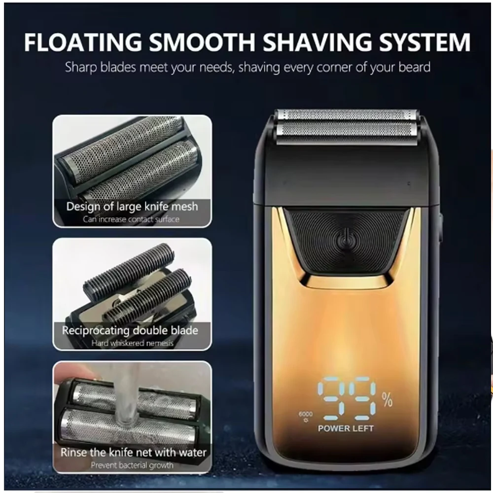 HIENA Hair Shaver Double Blades Shaver Electric Shaver Razor For Men Close Bald Head Barber Shaver Trimmer Rechargeable Shaver