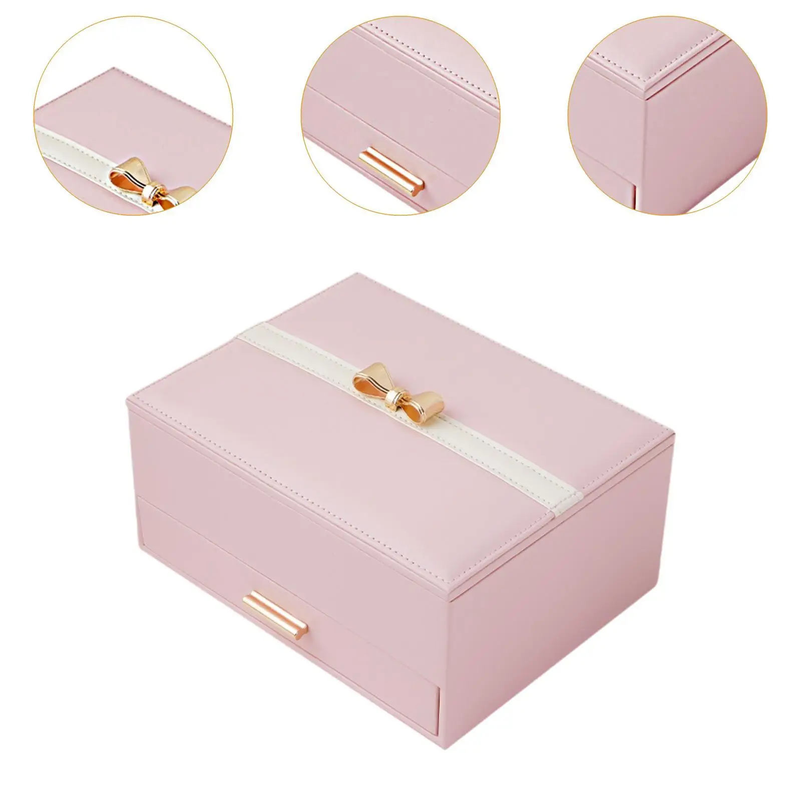 Jewelry Storage Case Pink Creative Lightweight Multiuse Modern 2 Tier Earrings Box for Travel Bathroom Dresser Tabletop Pendants