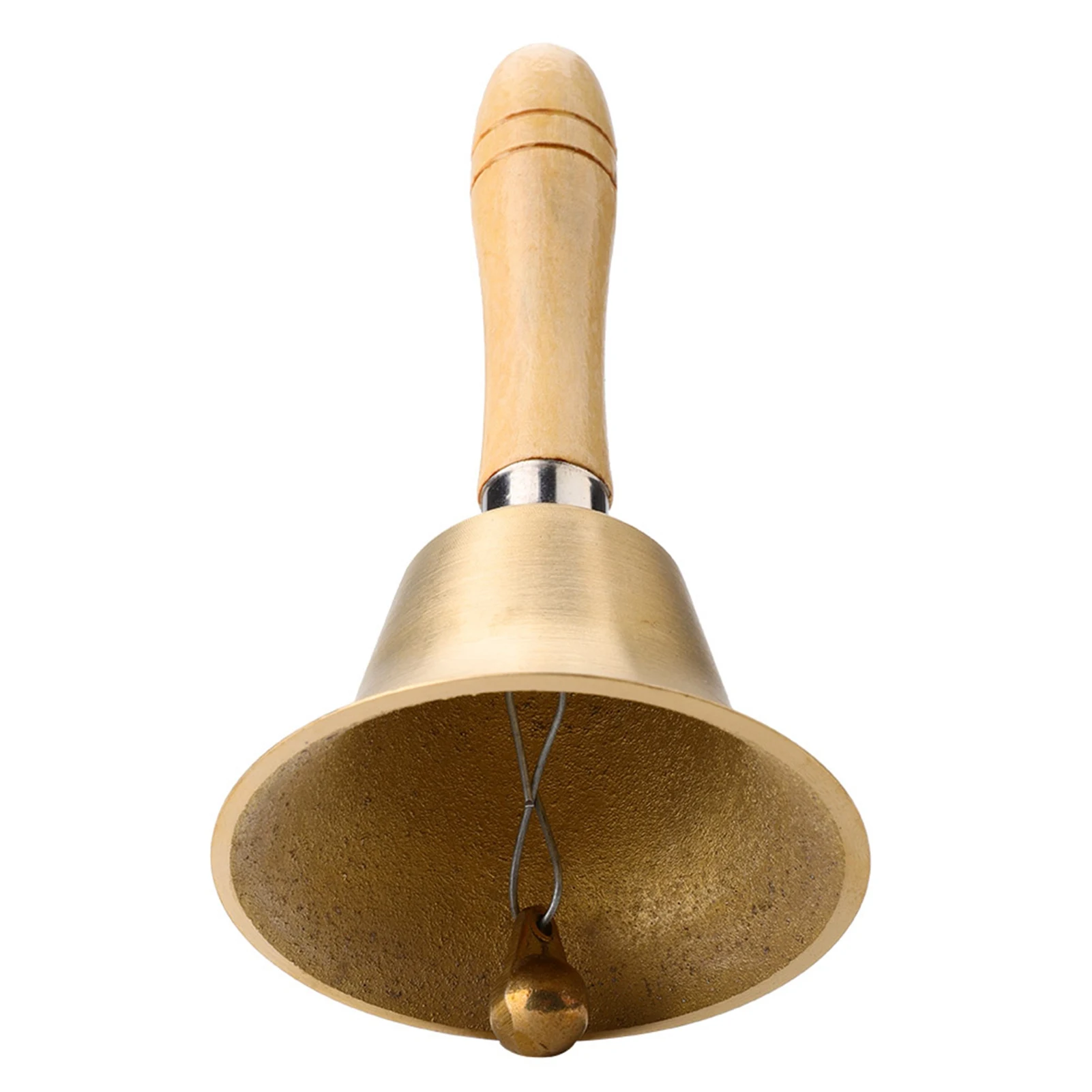 

8cm Brass Christmas Hand Bell With Wooden Handle Santa Claus Attraction Attention Party Classroom Service And Game Supplies