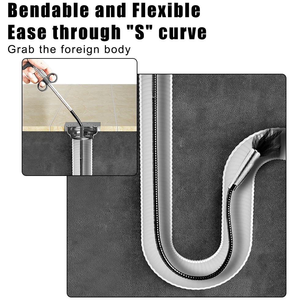 Bathroom Hair Cleaner Clog Plug Hole Blockage Hook Kitchen Sink Dredging Tool Sewer Pipe Unblocker Shower Pipeline 60/90/160cm