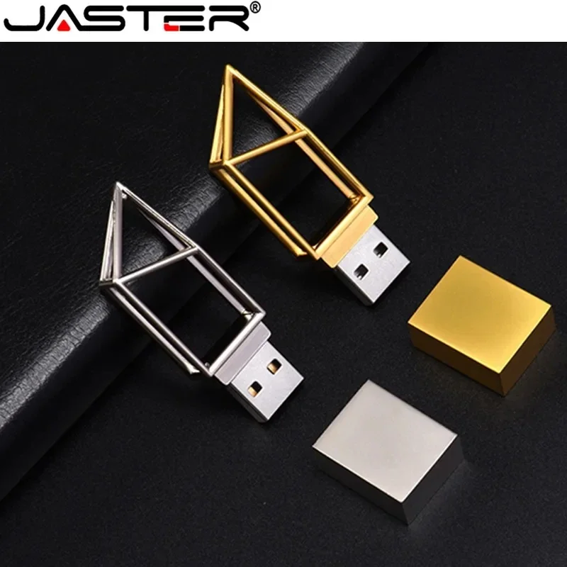 JASTER USB Flash Drive 2.0 Mini Metal Cutout Silver Gold 4GB 8GB 16GB 32GB  USB Stick Pen Drive Free Custom Logo Perfect Gift