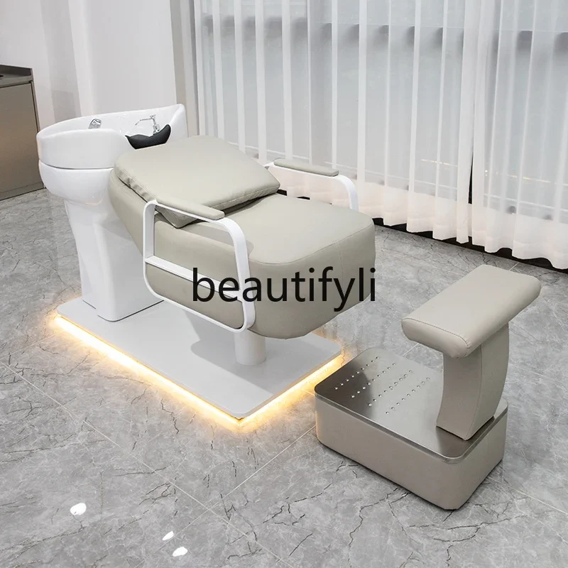 Hair salon special flush bed Barber shop Thai style full lying ceramic basin half lying