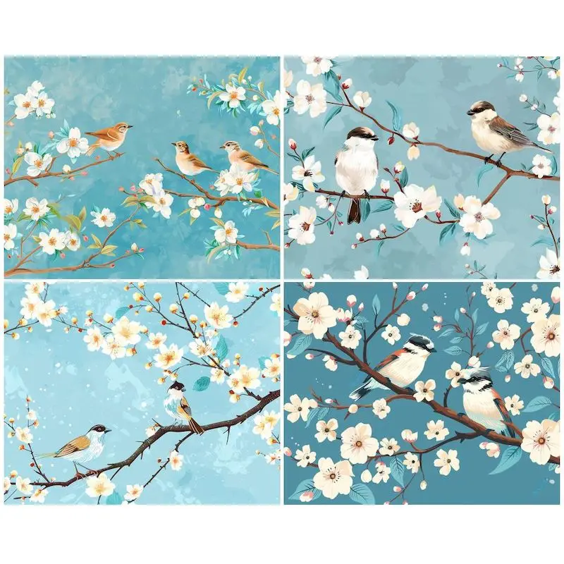 

GATYZTORY Frame Picture Painting By Numbers 40x50cm Kits Branch Birds Landscape Drawing By Numbers For Home Decors Diy Gift