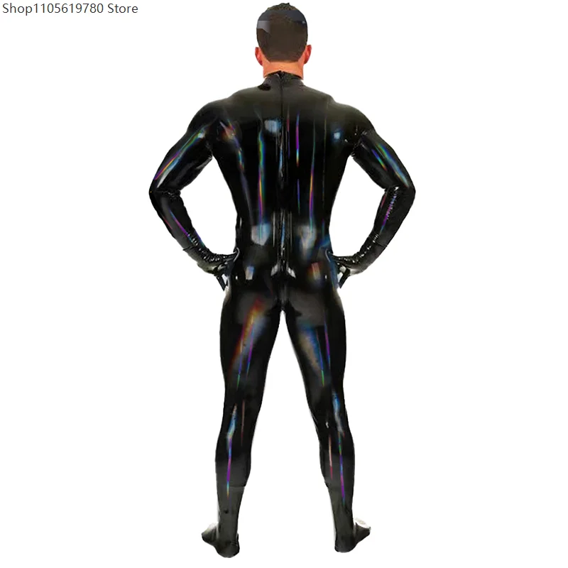 

2026 Men PU Leather Full Body Jumpsuit Tight Bodysuit Cosplay Stage Show Night Club Party Role Play Dress Up Costume Apparel