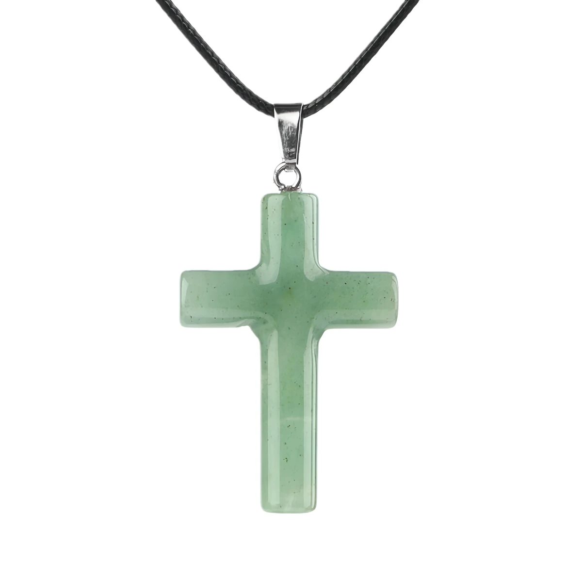 اليدوية مشتهى الأخضر افينتورين الصليب الأحجار الكريمة قلادة قلادة للنساء الرجال شفاء شقرا 27x40 مللي متر كريستال سحر المختنق #1