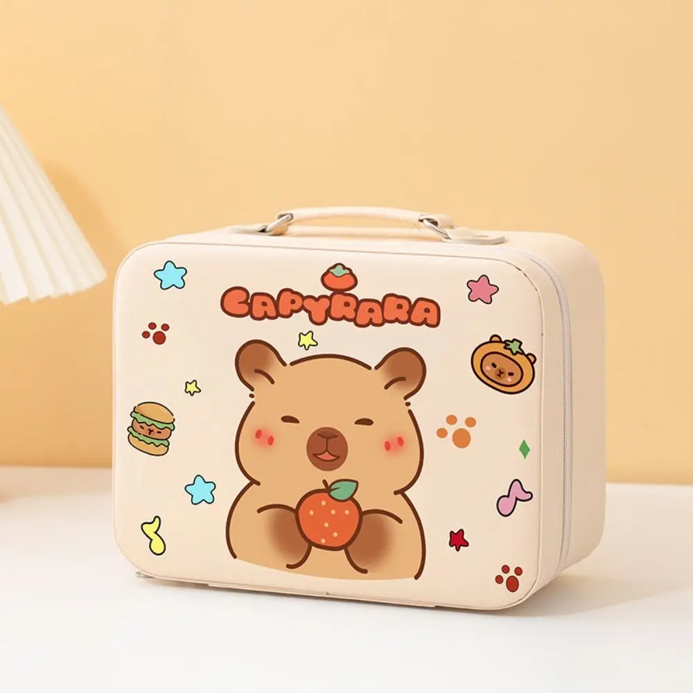 Creative Women's Cosmetic Bag Durable Portable Capybara Cosmetic Pouch with Handle Large Capacity Cosmetic Container