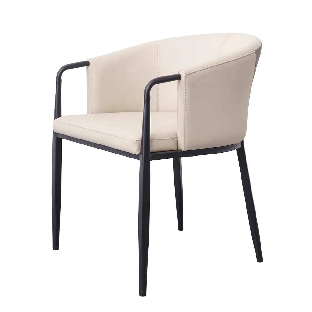 Microfiber leather dining chair, painted metal steel frame casual dining chair