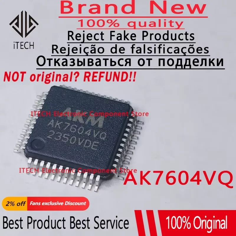 2Pcs/lot Original AK7604VQ AK7604 LQFP48 100% New and Genuine In Stock