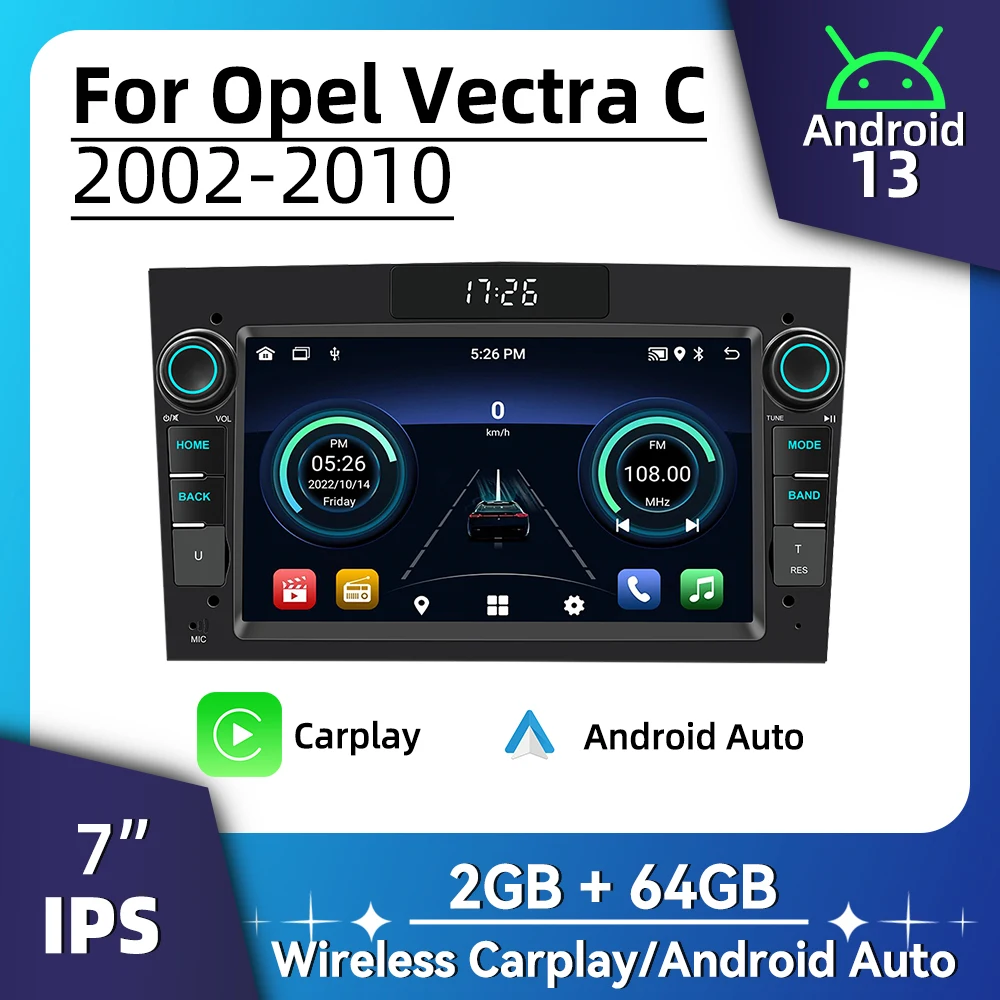 7 "شاشة أندرويد سيارة الوسائط المتعددة 2 الدين راديو لأوبل فيكترا C 2002-2010 اللاسلكية Carplay أندرويد السيارات رئيس وحدة ستيريو لتحديد المواقع واي فاي