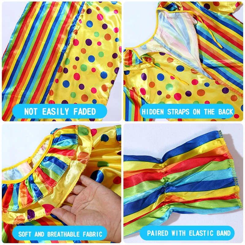 Adult Rainbow Clown Jumpsuit Featuring A Bright Colorful Pattern Funny Clown Costume Set for Height 165-185cm image 6