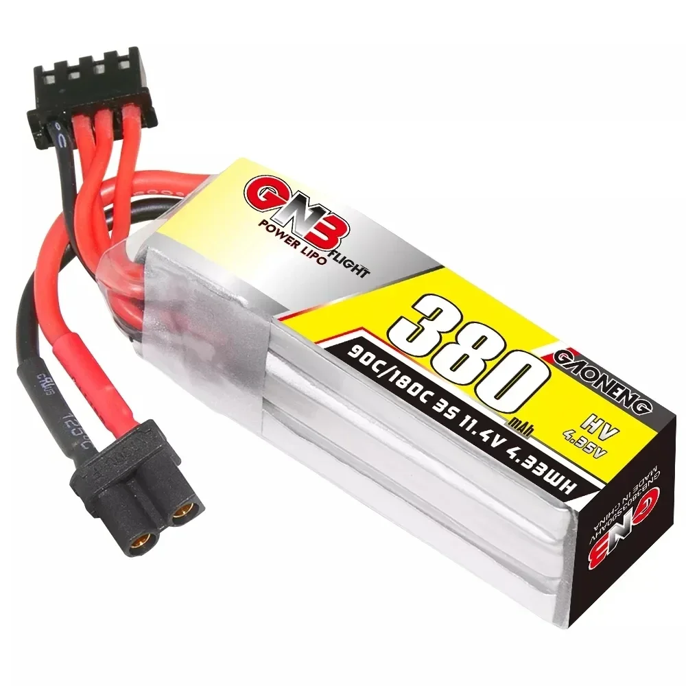 2PCS Gaoneng GNB 3S 380mAh 11.4V 90C/180C HV Lipo Batterij Met XT30 Plug Voor Micro FPV Drone