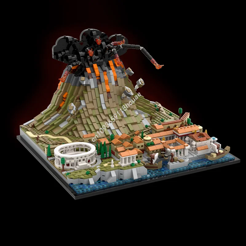 2539 قطعة MOC Vesuvius Pompeii نموذج معمار لعبة مكعبات البناء تجميع لتقوم بها بنفسك التعليم الإبداعي هدايا عيد الميلاد عيد الميلاد