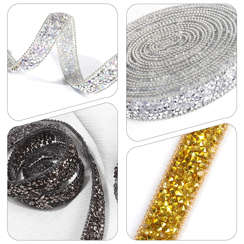 Ducrystal 10mm Self-adhesive Resin rhinestone Trim Glitter Crystal rhinestone Ribbon for DIY Shoes, bags, Dresses Decoration