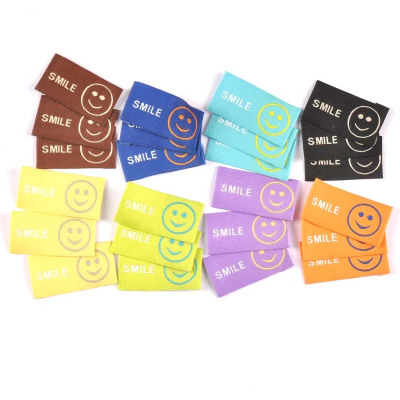 Mixed Smile Pattern 50pcs Handmade Woven Label For Clothing Scarf Labels Shoes Bags Garment Tags 25x50mm CP3525