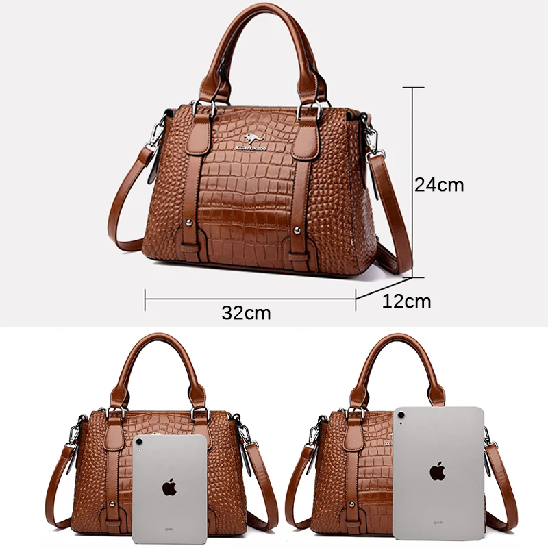 Luxury Soft Leather Handbag Designer 3 Layer Large Capacity Women Shoulder Bag High Quality Ladies Crossbody Bag 2024 Sac A Main