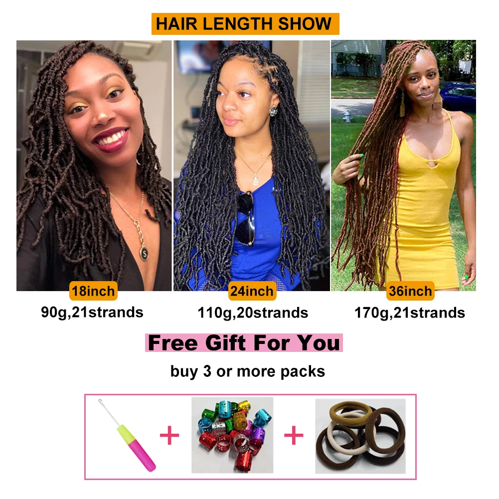 Mtmei Hair Faux Locs Crochet Hair Curly Wave Soft Locs Crochet Braids 18 24 36 Inch Pre Looped Synthetic Hair Extensions