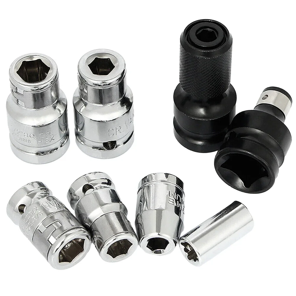 1pcs Impact Socket Adapter Converter 1/2 To 1/4 1/4 3/8 Square Nut Quick Wrench Ratchet Adapter With Hexagon Socket Hand Tools