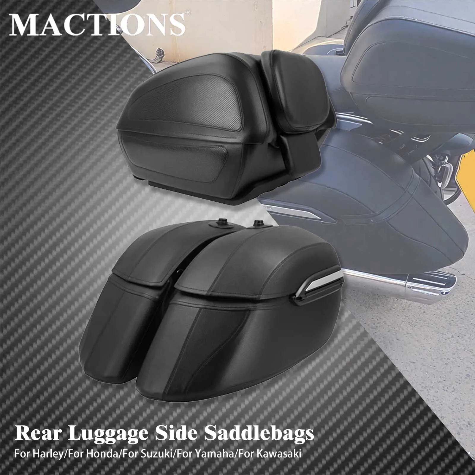 

Universal Motorcycle Rear Top Saddlebags Trunk Luggage Hard Side Bag Tail Travel Cases For Harley For Yamaha For Honda For BMW