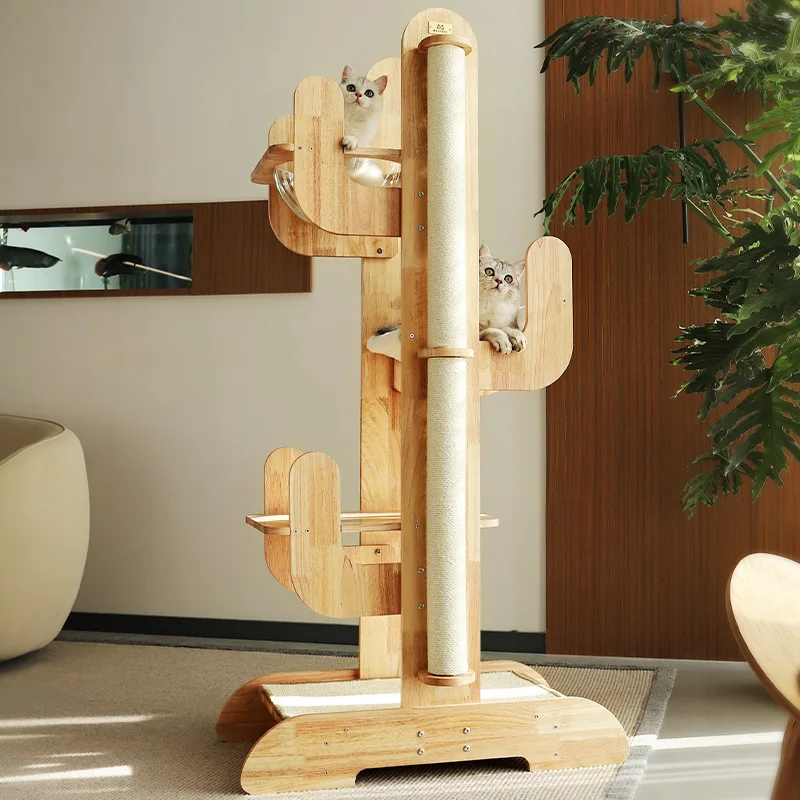 Cactus Wood Cat Scratcher House Pet Toys Cat Tower Pet Accessories Cat Climbing Frame Scratching Post Wear-resistant