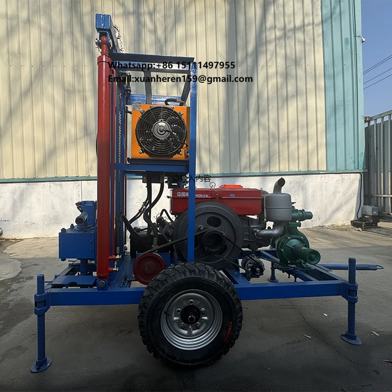 Agricultural Irrigation Portable Small Machine Deep 100m 150m 200m 25HP Diesel Hydraulic Water Well Drilling Rig