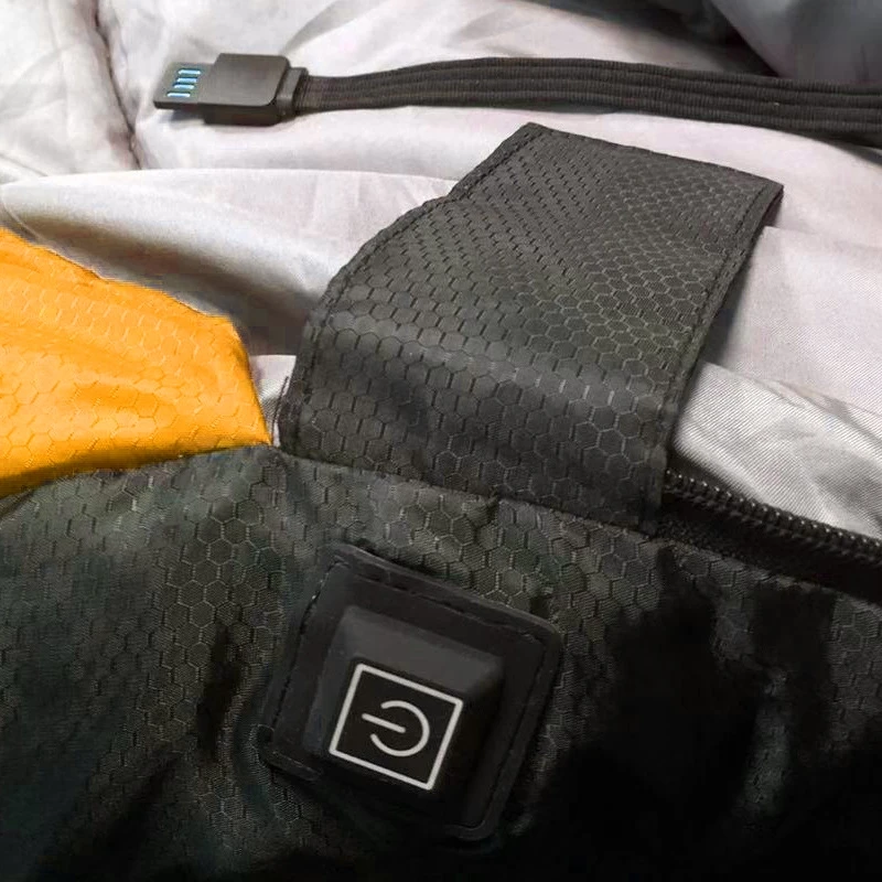 USB-Camping-Schlafsack, ultraleicht, wasserdicht, warm, mit Umschlag, Rucksack-Schlafsäcke für Outdoor-Reisen, Wandern, Heizmatte – Detail 12