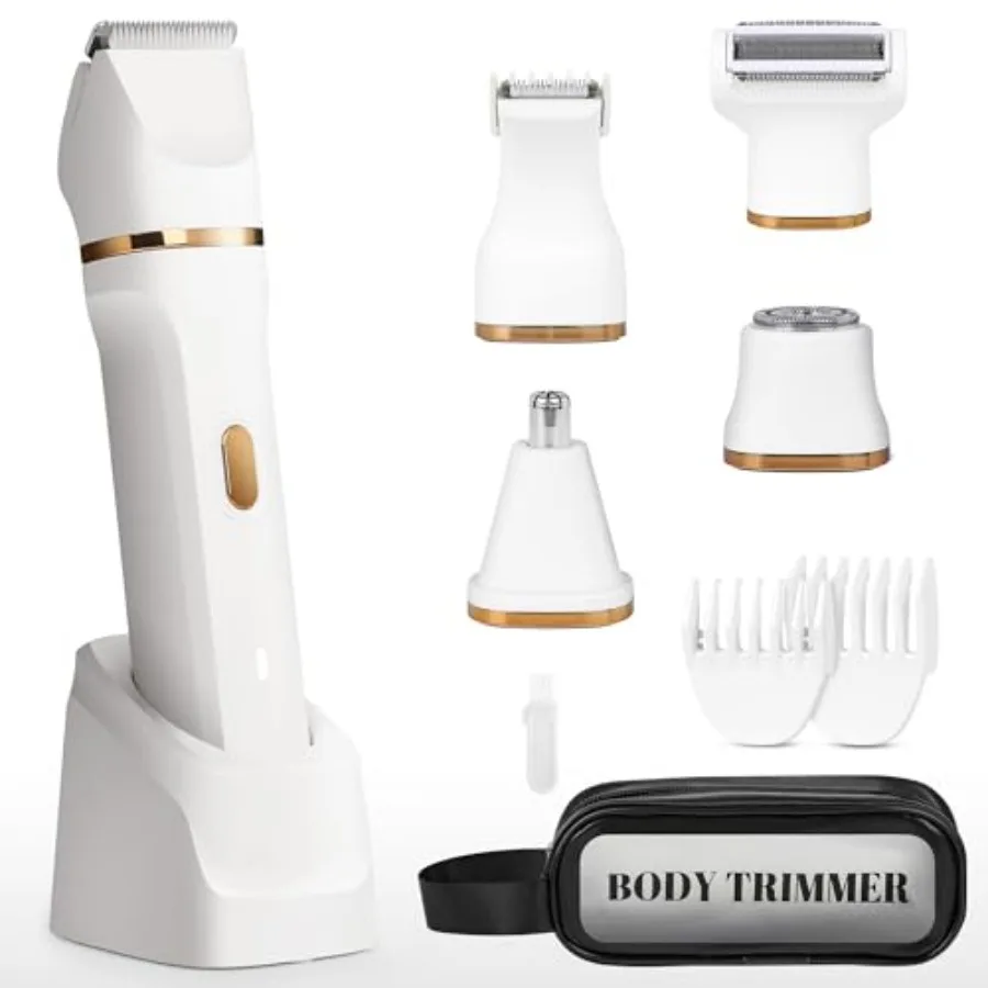 

Electric Bikini Trimmer for Women - 5 in 1 Rechargeable Electric Razors for Women IPX7 Waterproof Pubic Hair Trimmer Painless W
