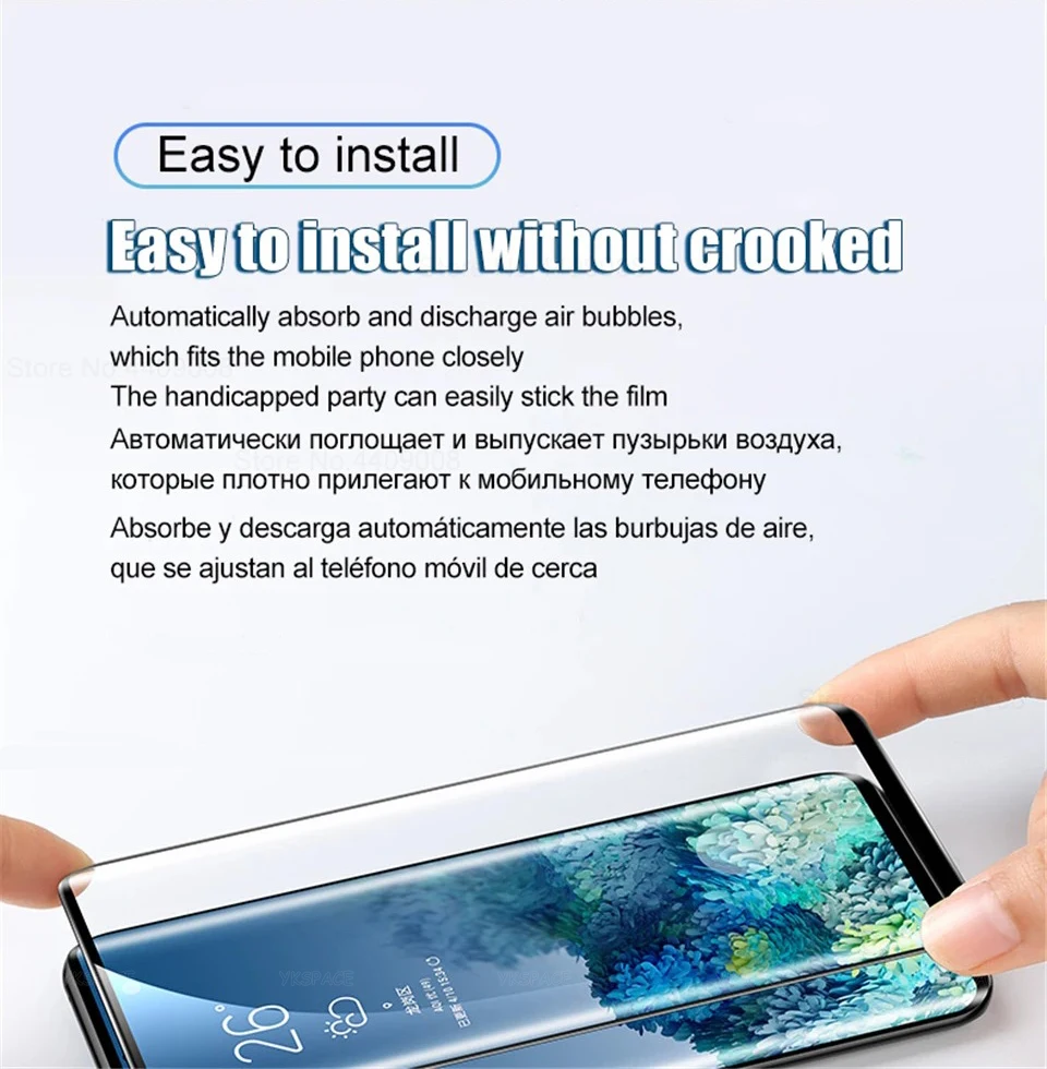 Entsperren Sie den Fingerabdruck ohne Loch, vollständig klebendes gehärtetes Glas für Samsung Galaxy S24 S23 S22 S21 S20 Plus Note 20 Ultra Displayschutzfolie – Detail 11