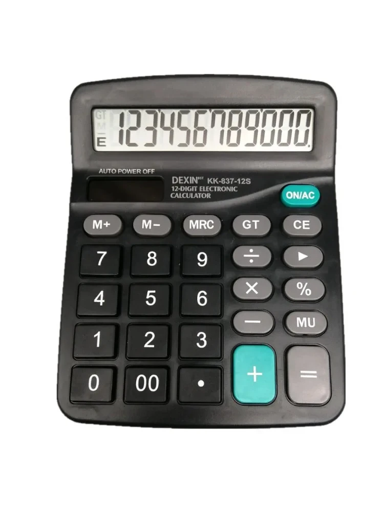 12-Digit Large LCD Display Calculator Standard Function Calculator with Solar & Battery Dual Power for Y for Office & School