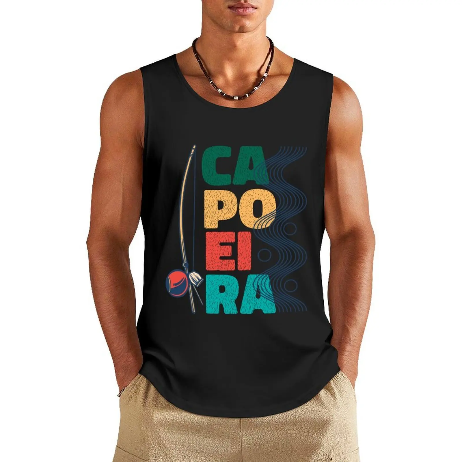 

Berimbau Capoeira dance Tank Top Gym clothes men clothing sports vest