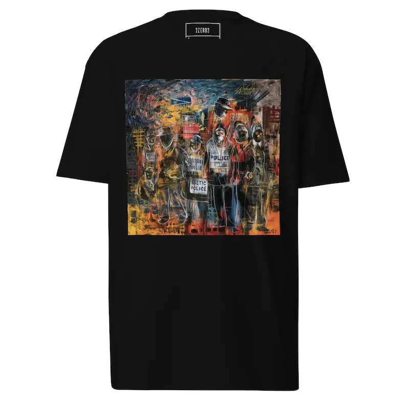 Street Symphony Men's Premium Heavyweight Tee – Urban Abstract, Heavyweight Tee, Men's Streetwear, Artistic T-Shirt