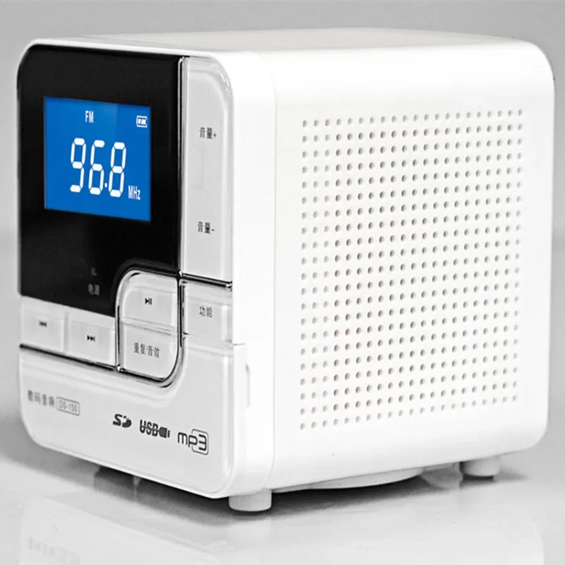 راديو FM صغير محمول U القرص بطاقة SD المتكلم سطح المكتب مشغل MP3 سماعة Aux إدخال الصوت شحن أجهزة الراديو ستيريو الصوت الخارجي