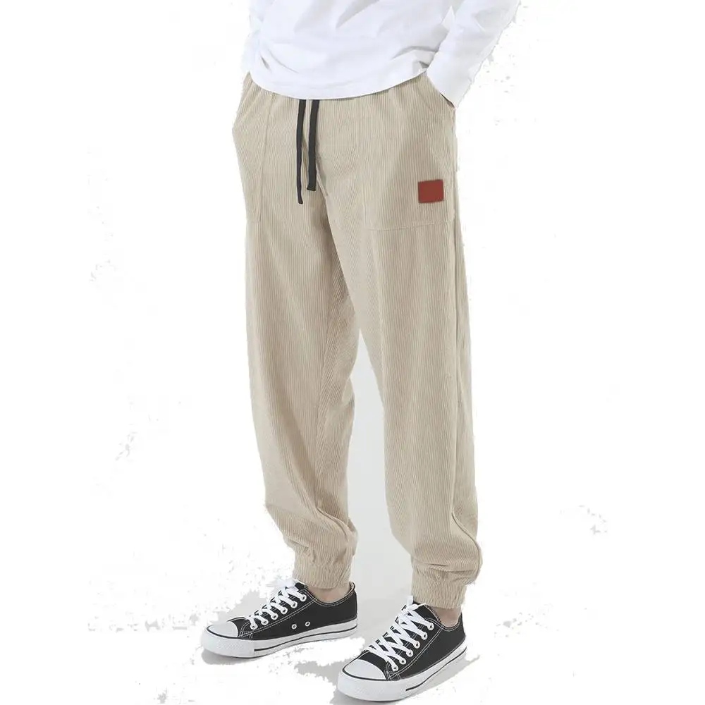 Casual Pants Retro Men Women Harem Trousers Youth Student Loose Sweatpants Wide Legs Corduroy All Match Britches Baggy Slacks