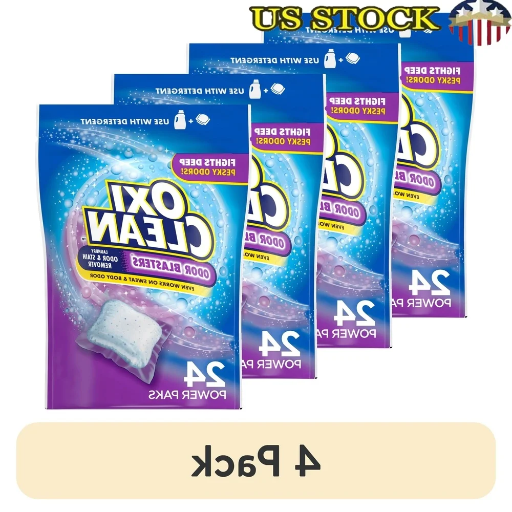 Varillas de olores, quitamanchas para lavandería, Power Paks, 24 quilates, alimentado por oxígeno, sin cloro, Color seguro, neutralizador de olores, superficie múltiple