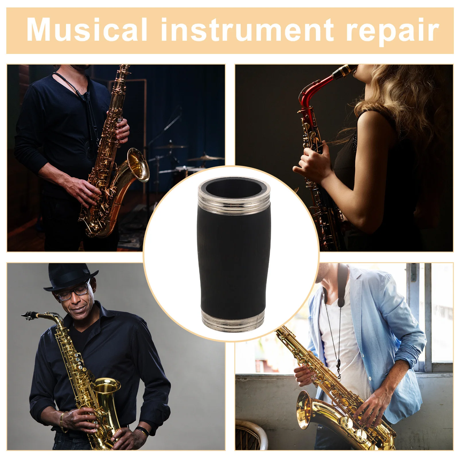 أنبوب برميل الكلارينيت 62 مم جزء استبدال أداة النفخ الخشبية لضبط درجة الكلارينيت خفيف الوزن ومتين