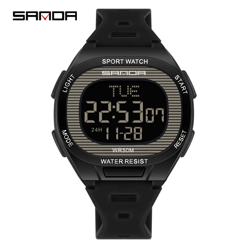 SANDA2025 New 2195 Men's and Women's Luxury Multi functional Digital Watch LED Waterproof Military Sports Men's Electronic Watch
