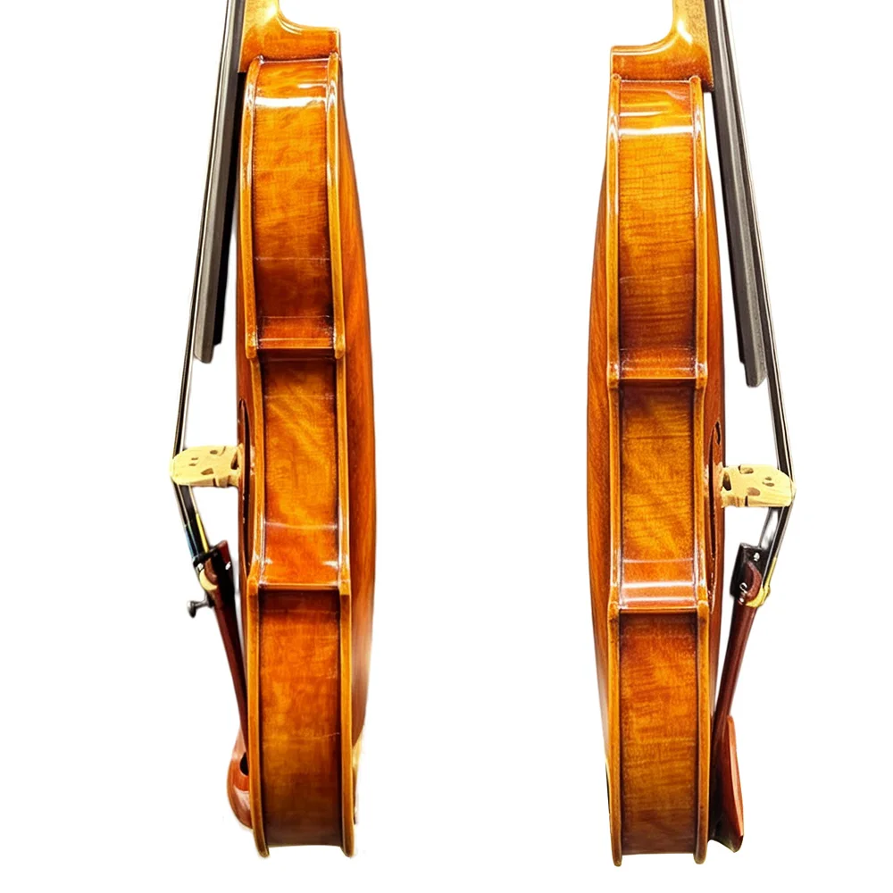 4/4 Full Size Handmade Solid Wood Violin, Flamed Maple Copy 1743 Guarneri del Gesù Cannon Violin, Retro Style for Professional