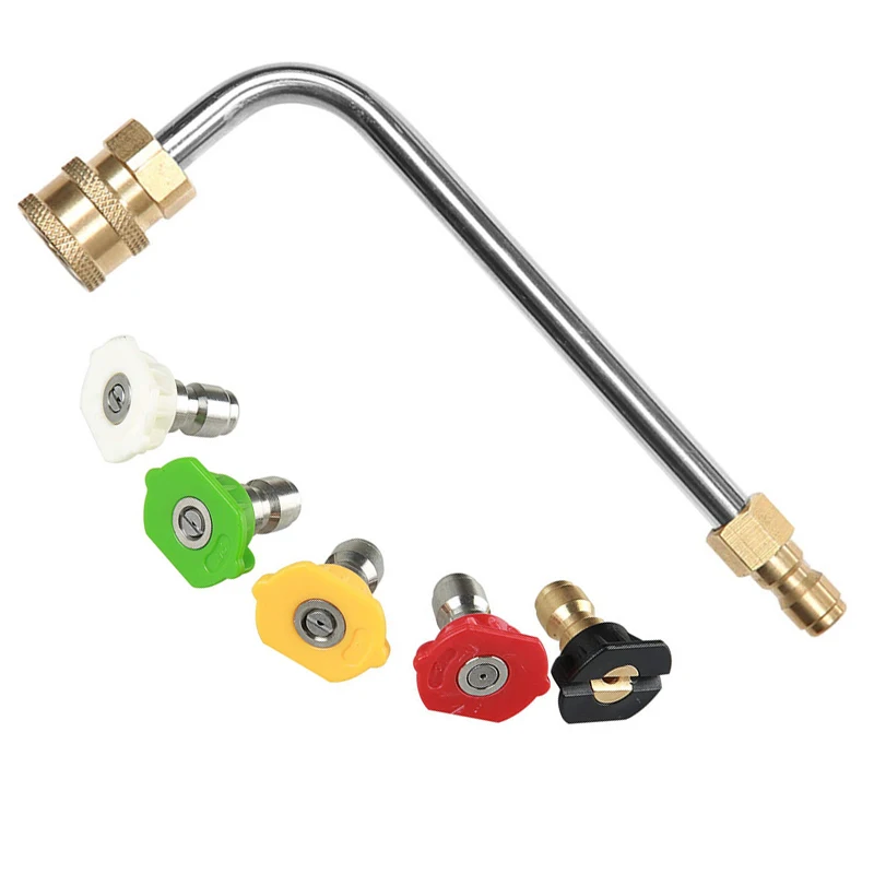 

17CM High Pressure Washer Wand Extension 90 Degree Angle and 5 Spray Nozzle Tips Flexibility in Cleaning Performance