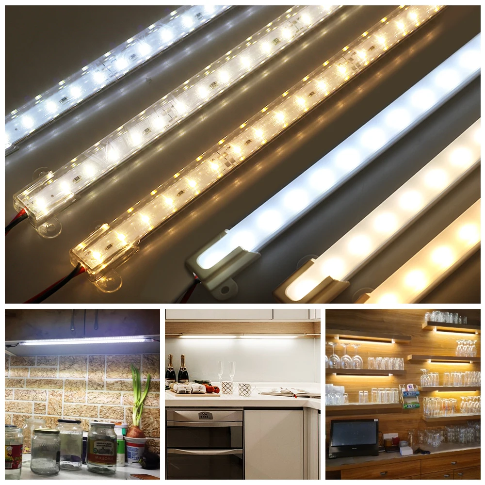 24V 36LEDs Bar Lights 50CM Hard Rigid Tube Warm/Natural/White Light LED Strips SMD2835 Lamp for DIY With 220V Adapter