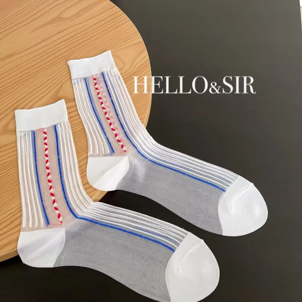 白のビジネスソックス男性のセクシーなファッション透明 TNT ソックス超薄型薄手のストッキング男ストライプフォーマルドレスミッドチューブソックス