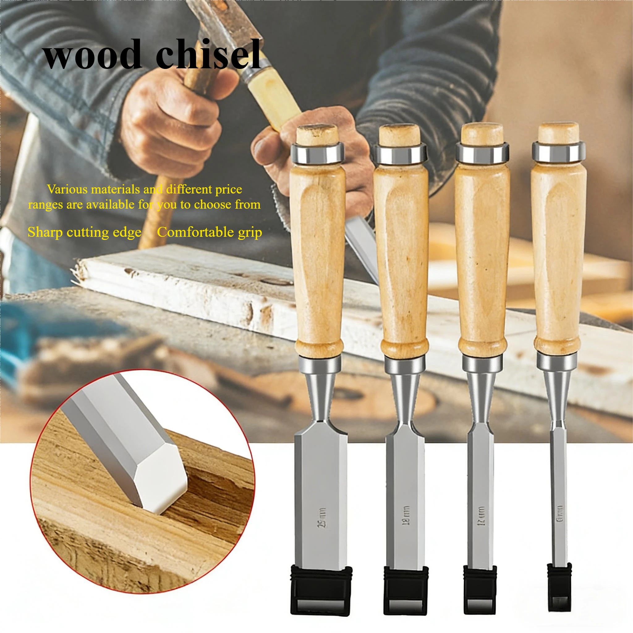 HILIXUN 4pcs Wood Carving Gouges Half-Round Chisel Alloy Steel Woodworking Chisel Gouge Woodworking Chisel Carving Knife