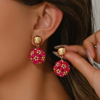 Boho Exquisite Ball Crystal Beads Drop Earrings