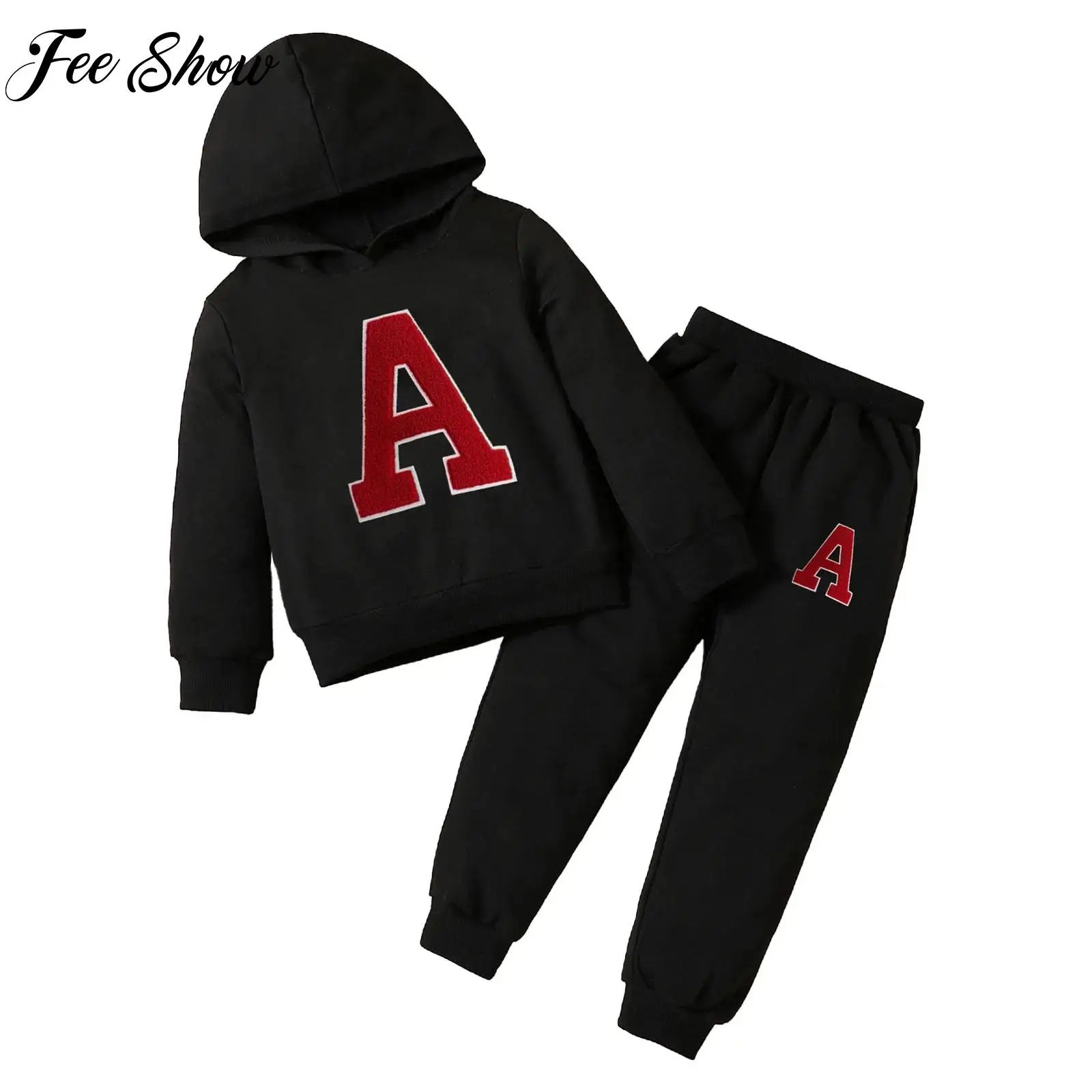 

2Pcs Kids Girls Fashion Letter A Sports Set Tracksuit Long Sleeve Hoodie Hooded Sweatshirt+Sweatpants Fitness Sportswear Sets