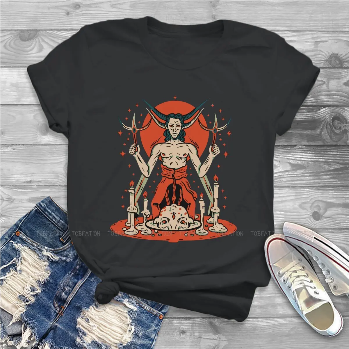 Wkroczyć w zaklęcie węża z dekoltem TShirt okropne piekło diabeł czysta bawełna klasyczna koszulka damska topy modne puszyste
