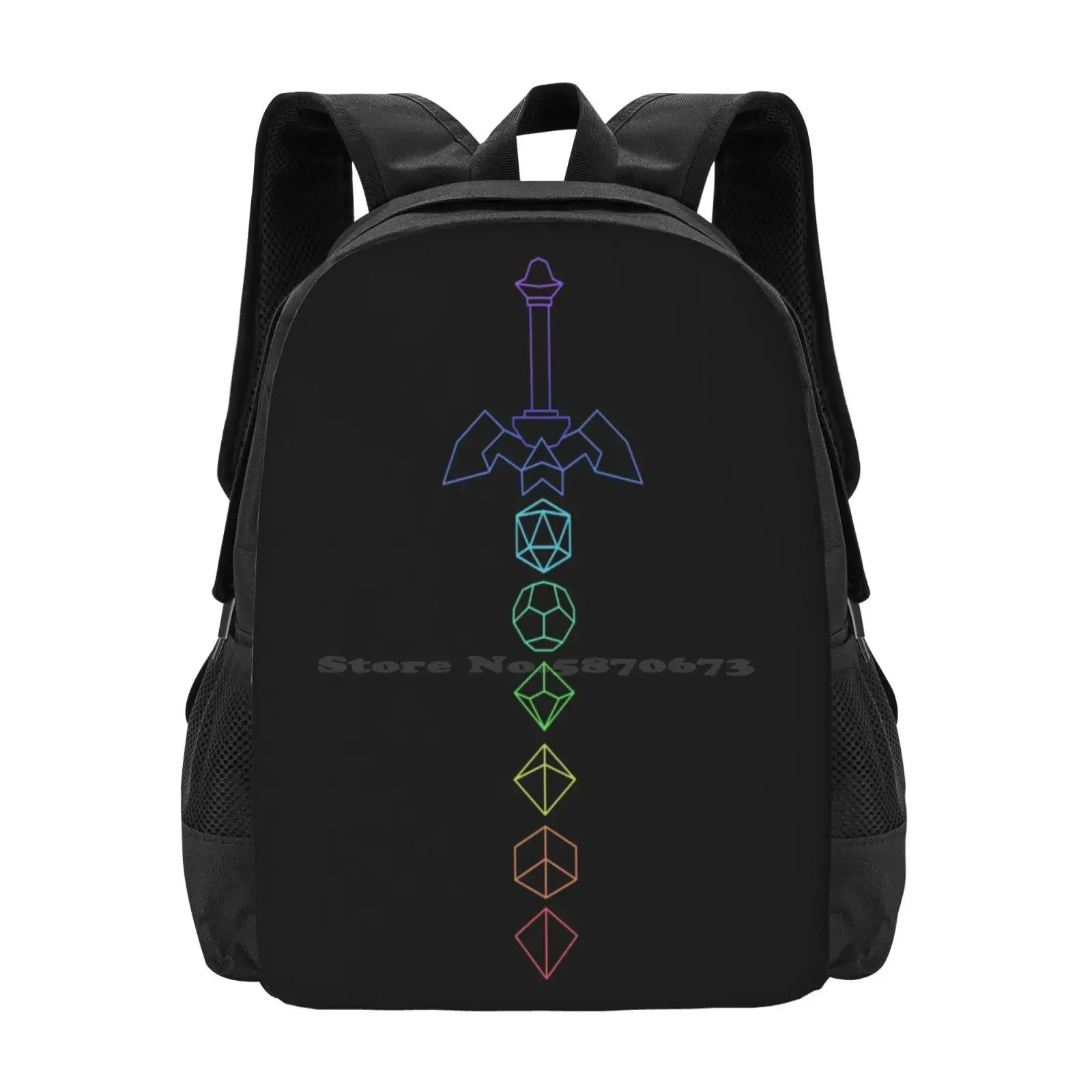 

Rainbow Dice Sword Hot Sale Schoolbag Backpack Fashion Bags Dnd And Dragons Fighter Pride