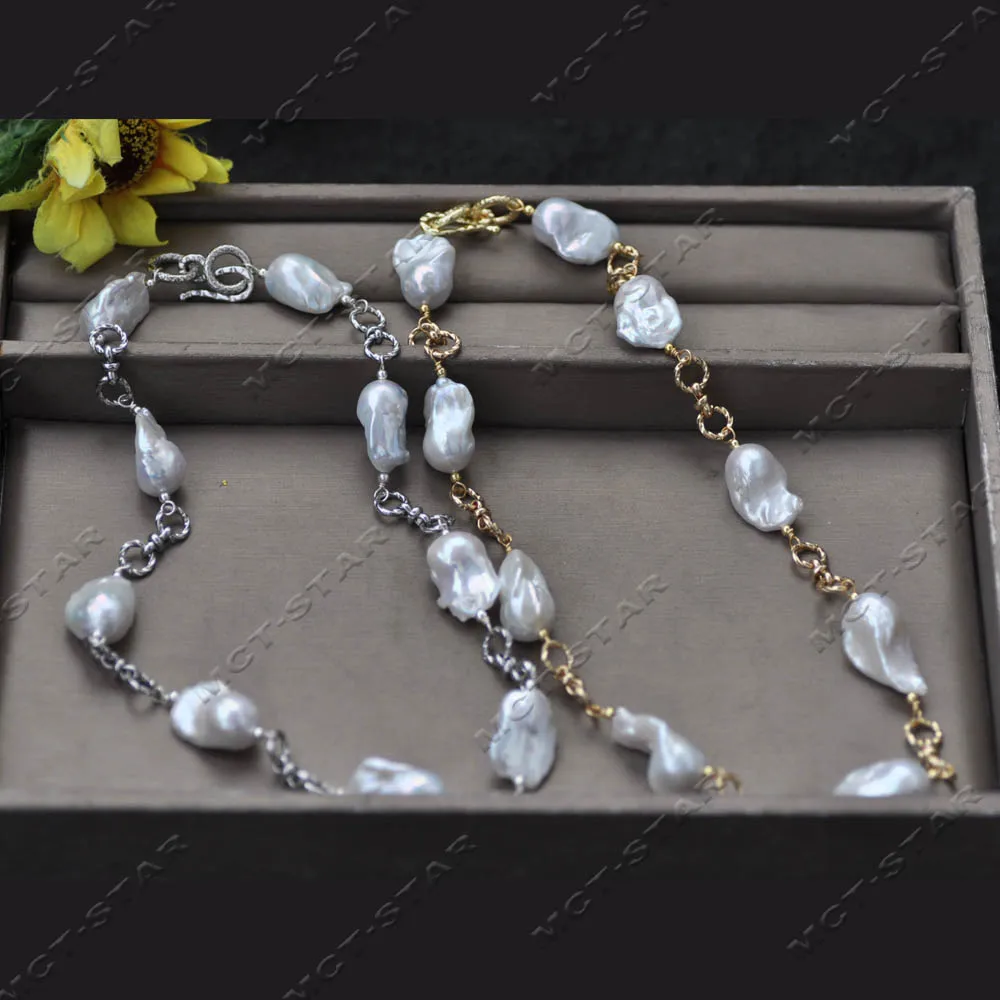 

Z14450 Ожерелье из белого барочного жемчуга Кеши, 21 дюйм, 23 мм