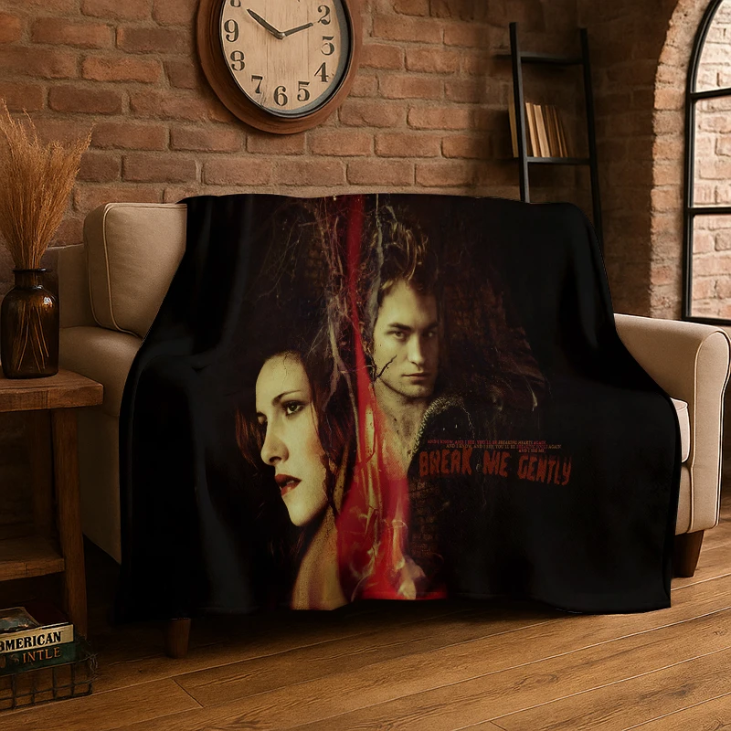 Classic Twilight Saga Edward Bella Flannel Blanket Soft Warm Throw Blanket for Bedroom Living Room Bed Travel Camping Picnic