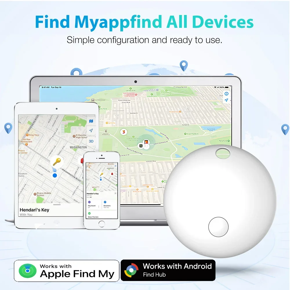 

Мини-трекер Bluetooth для системы Apple iOS Find My air tag, сумка для поиска ключей, локатор для Android Google Find Hub Smart airtag 32 мм