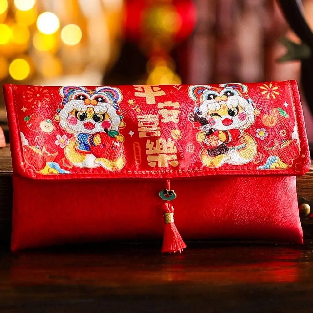 Desenhos animados chineses 2025 cobra ano envelopes vermelhos bênção pano dinheiro bolso hongbao tradicional pacote vermelho casamento aniversário