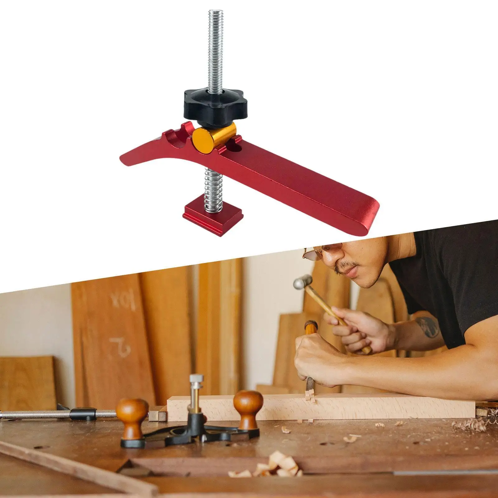 Mini Hold Down Clamp Quick Acting Clamp Adjustment for Woodworking DIY with T Rail Track Slot Bolt Woodworking T Tracks Clamp