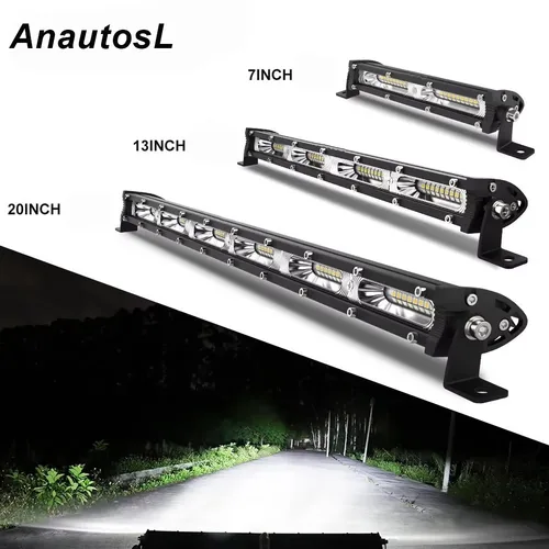 Barra de luz LED delgada de 7/13/20 pulgadas todoterreno 12V 24V punto de inundación Combe haz de luz LED de trabajo para camión 4X4 ATV Suv luces antiniebla de conducción de automóviles